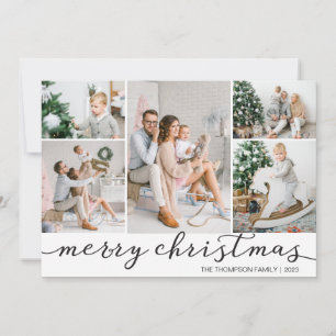 Black White God jul Photo Card Fem foton Julkort