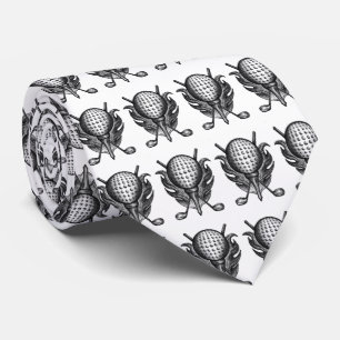 Black White Golf Boll Tee Klubbs Golfer Gift Tie Slips