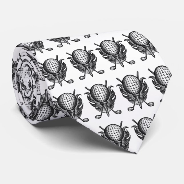 Black White Golf Boll Tee Klubbs Golfer Gift Tie Slips (Rullad)