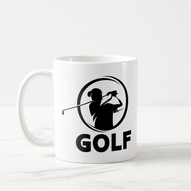 Black & White Golf Swing Silhouette Kaffemugg (Vänster)