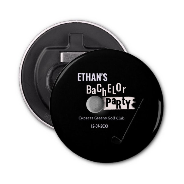 Black White Golfer - Bachelor Party - Golfing Flasköppnare (Framsidan)