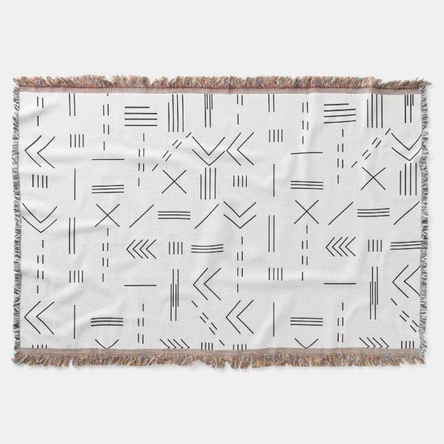 Black White Gorgous Modern Geometric Mönster Filt (Framsidan)