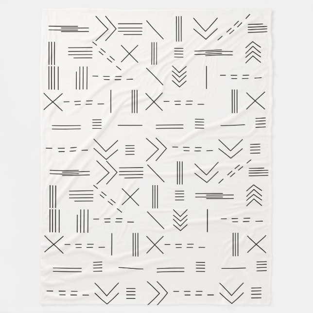 Black White Gorgous Modern Geometric Mönster Fleecefilt (Framsidan)