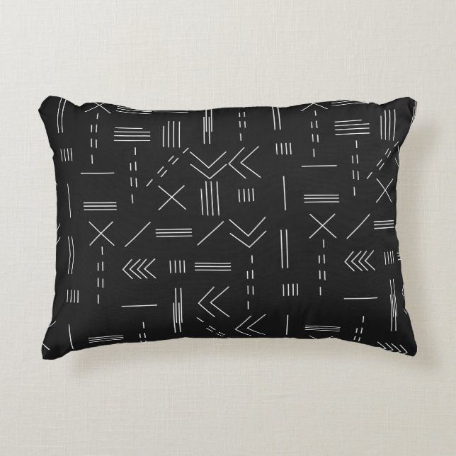 Black White Gorgous Modern Geometric Mönster Prydnadskudde (Framsidan)