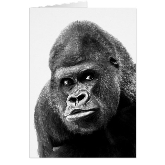 Black White Gorilla Hälsningskort (Framsidan)