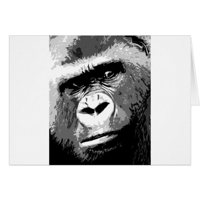 Black & White Gorilla Hälsningskort (Framsidan Horizontal)