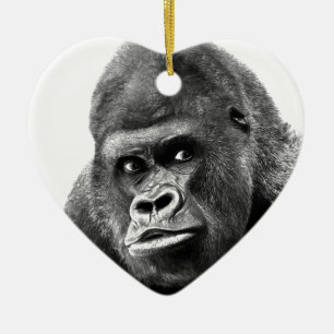 Black White Gorilla Julgransprydnad Keramik