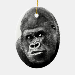 Black White Gorilla Julgransprydnad Keramik