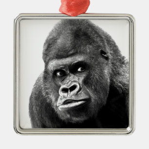 Black White Gorilla Julgransprydnad Metall