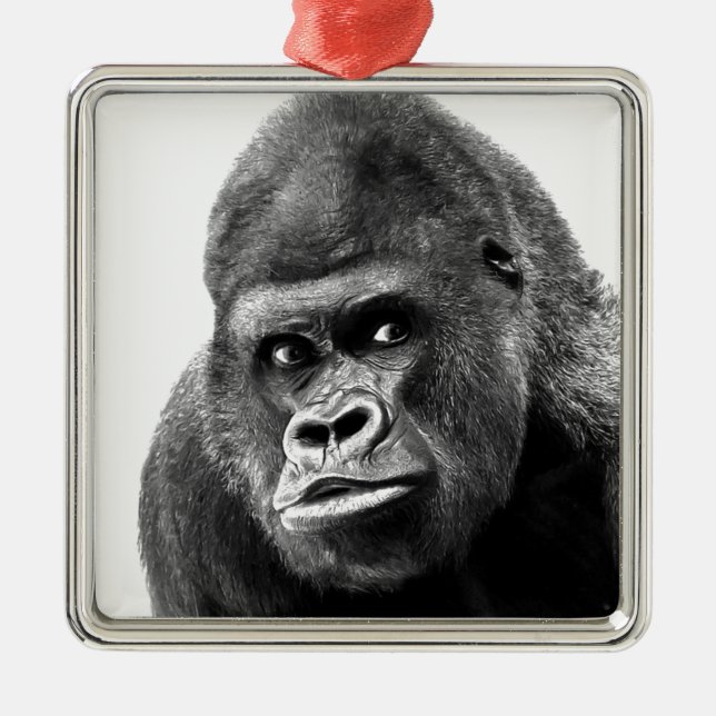 Black White Gorilla Julgransprydnad Metall (Framsidan)