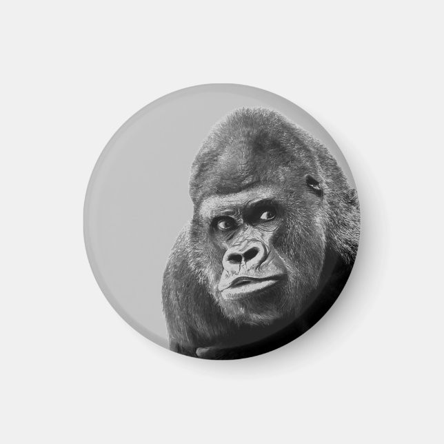 Black White Gorilla Magnet (Framsidan)