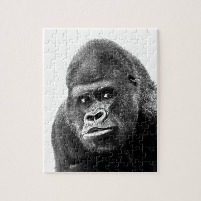 Black White Gorilla Photo - Animals Art Pussel (Vertikal)