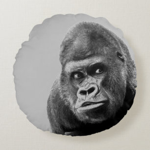 Black White Gorilla Rund Kudde