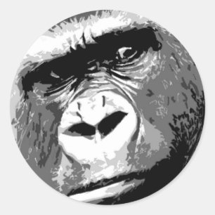 Black & White Gorilla Runt Klistermärke