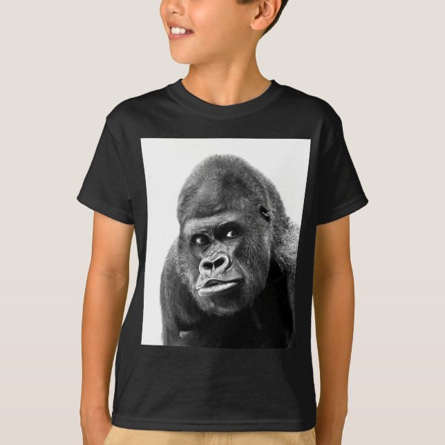 Black White Gorilla Tee Shirt (Framsida)