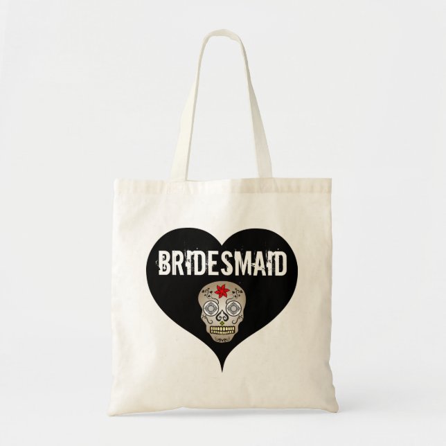 Black & White Gothic Bröllop med Skull Bridesmaid Tygkasse (Framsidan)