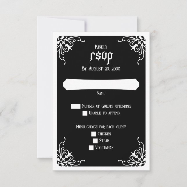 Black White Gothic Bröllop OSA Kort (Framsida)