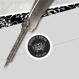 Black White Gothic Bröllop Runt Klistermärke