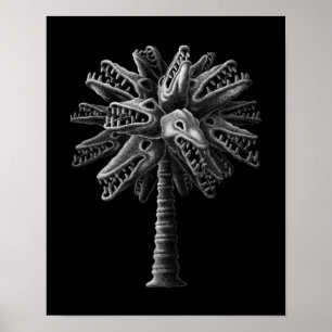Black White Gothic Döskallars Horror Träd Poster