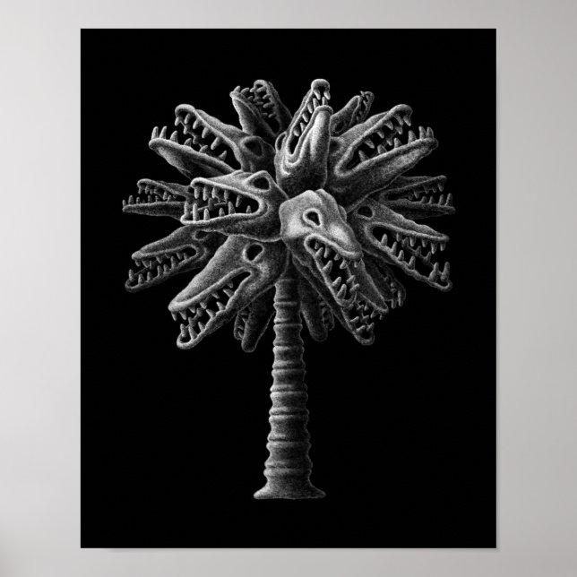 Black White Gothic Döskallars Horror Träd Poster (Framsidan)