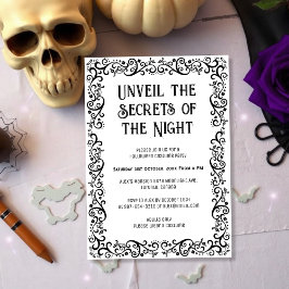 Black & White Gothic Typography Halloween Inbjudningar