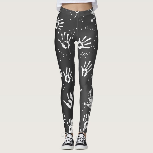 Black White Gradient Yoga Leggings (Framsida)