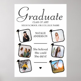 Black & White Graduation Keepsake Photo Collage Poster