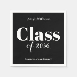 Black White Graduation Party Napkins Customizable Pappersservett