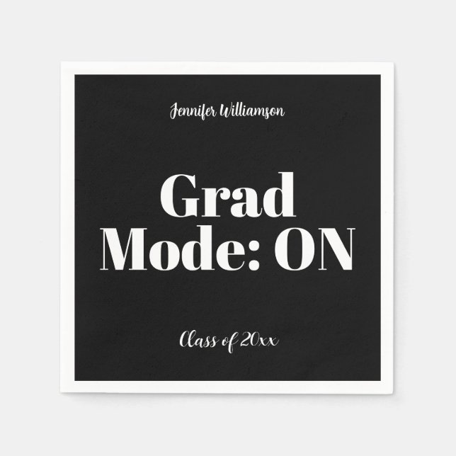 Black White Graduation Party Napkins Customizable Pappersservett (Framsidan)