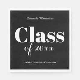 Black White Graduation Party Napkins Customizable Pappersservett