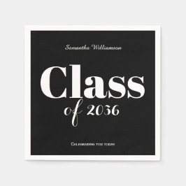 Black White Graduation Party Napkins Customizable Pappersservett