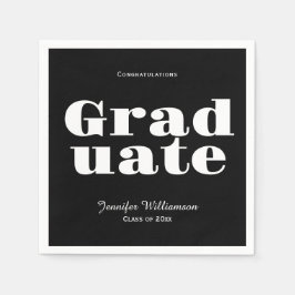 Black White Graduation Party Napkins Customizable Pappersservett