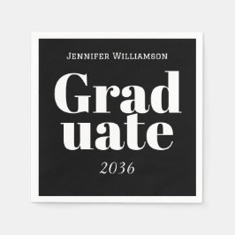 Black White Graduation Party Napkins Customizable Pappersservett