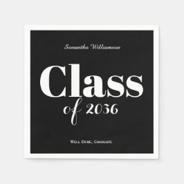 Black White Graduation Party Napkins Customizable Pappersservett