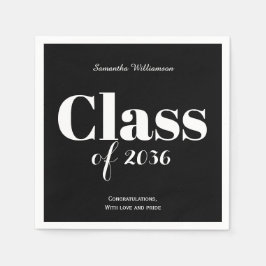 Black White Graduation Party Napkins Customizable Pappersservett