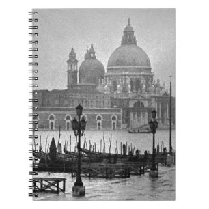 Black White Grand Canal Venice Italien Travel Anteckningsbok Med Spiral