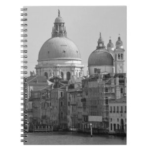Black White Grand Canal Venice Italien Travel Anteckningsbok Med Spiral