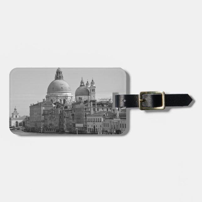 Black White Grand Canal Venice Italien Travel Bagagebricka (Horisontell Framsida)