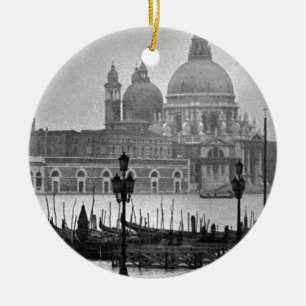 Black White Grand Canal Venice Italien Travel Julgransprydnad Keramik