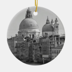 Black White Grand Canal Venice Italien Travel Julgransprydnad Keramik