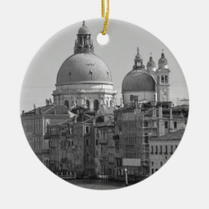 Black White Grand Canal Venice Italien Travel Julgransprydnad Keramik