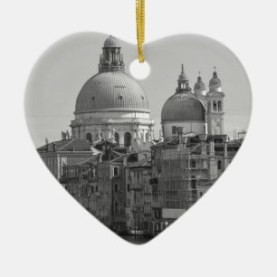 Black White Grand Canal Venice Italien Travel Julgransprydnad Keramik