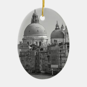 Black White Grand Canal Venice Italien Travel Julgransprydnad Keramik
