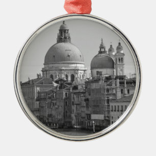 Black White Grand Canal Venice Italien Travel Julgransprydnad Metall