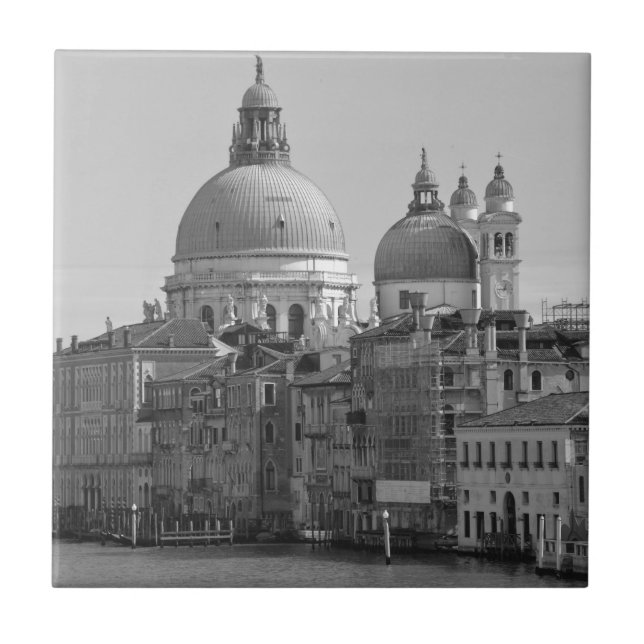 Black White Grand Canal Venice Italien Travel Kakelplatta (Framsidan)
