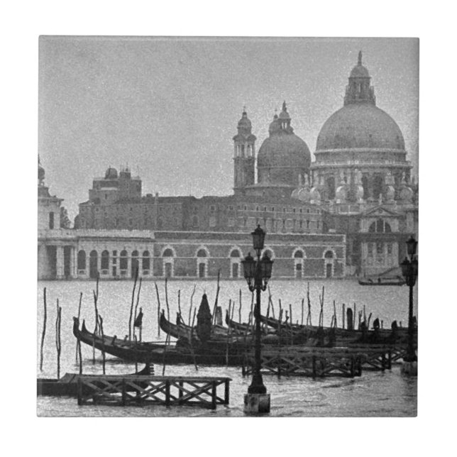 Black White Grand Canal Venice Italien Travel Kakelplatta (Framsidan)
