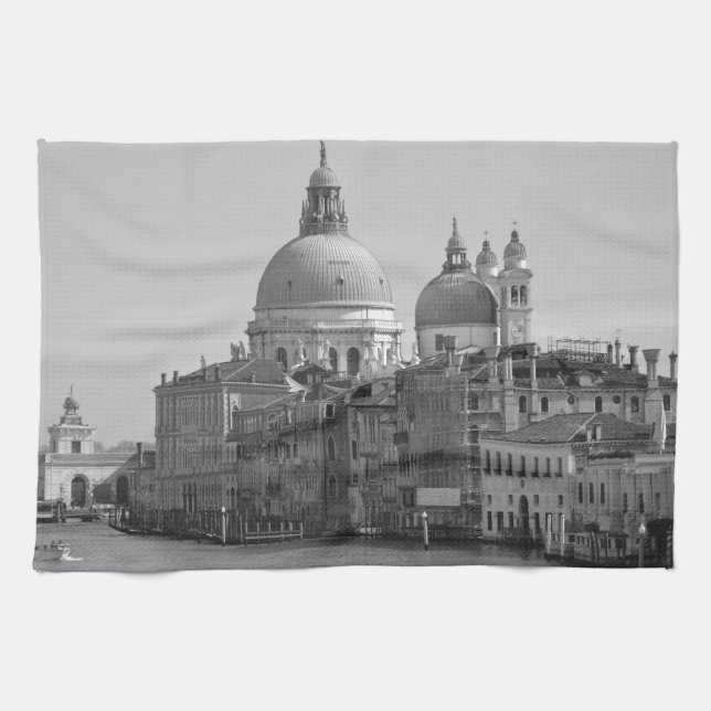 Black White Grand Canal Venice Italien Travel Kökshandduk (Horisontell)