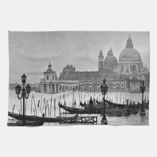 Black White Grand Canal Venice Italien Travel Kökshandduk