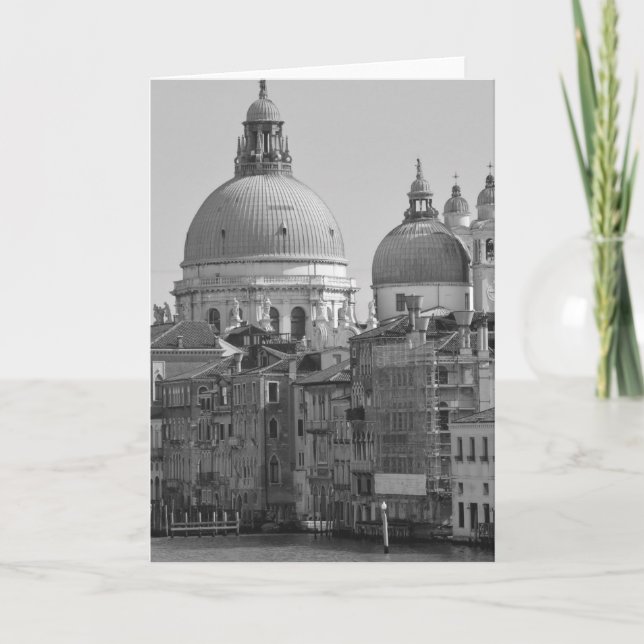 Black White Grand Canal Venice Italien Travel Kort (Framsida)