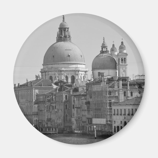 Black White Grand Canal Venice Italien Travel Magnet (Framsidan)